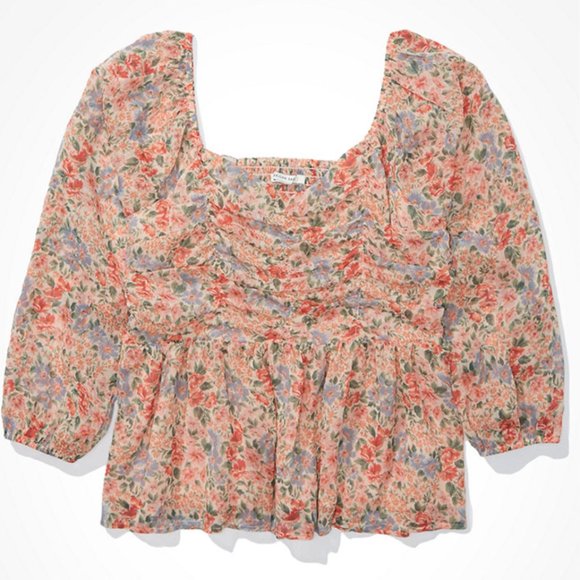 American Eagle Ruched Babydoll Top - Picture 3 of 6